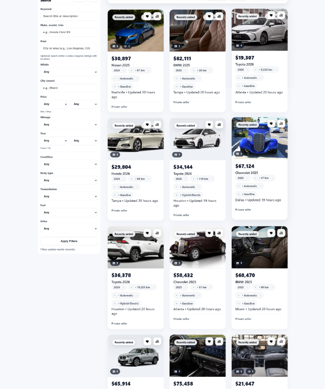 Car Dealer marketplace inventory